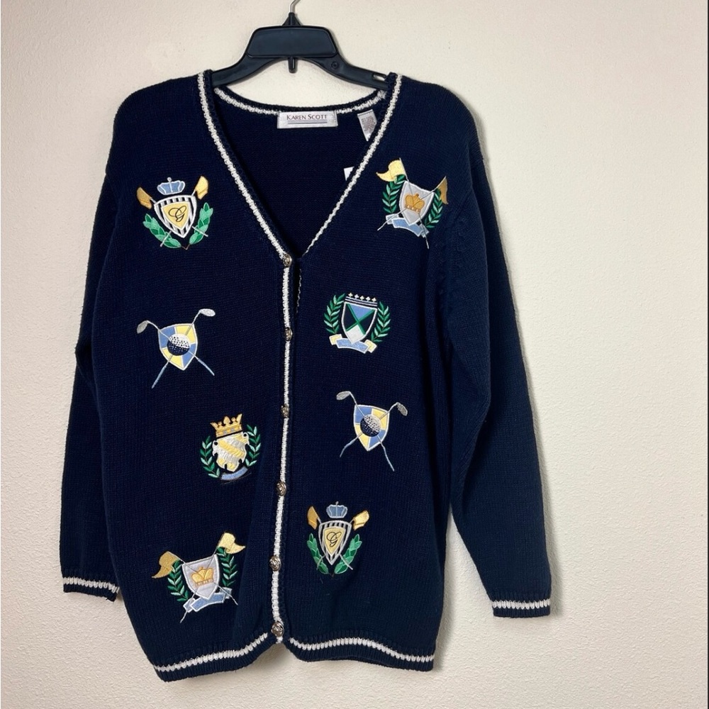The Preppy Golf Cardigan 1990s, vintage, Karen Scott